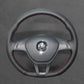 Griffowl Steering Wheel Cover for Bespoke Hatchback Volkswagen VW Golf GTI Mk6 Polo GTI R-Line Mk5 Scirocco 2009-2014. Compact, hand-sewn DIY wrap for quick interior mods and grip upgrade.
