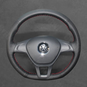 Griffowl Steering Wheel Cover for Bespoke Hatchback Volkswagen VW Golf GTI Mk6 Polo GTI R-Line Mk5 Scirocco 2009-2014. Compact, hand-sewn DIY wrap for quick interior mods and grip upgrade.
