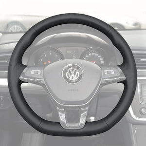 Griffowl Steering Wheel Cover for Bespoke Hatchback Volkswagen VW Golf Mk7 Polo Mk5 Mk6 Up! Touran Sharan Caddy Grand California Crafter 2013-2021. Compact, hand-sewn DIY wrap for quick interior mods and grip upgrade.
