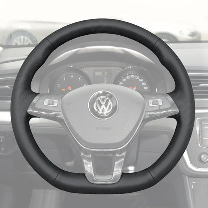 Griffowl Steering Wheel Cover for Bespoke Hatchback Volkswagen VW Golf Mk7 Polo Mk5 Mk6 Up! Touran Sharan Caddy Grand California Crafter 2013-2021. Compact, hand-sewn DIY wrap for quick interior mods and grip upgrade.
