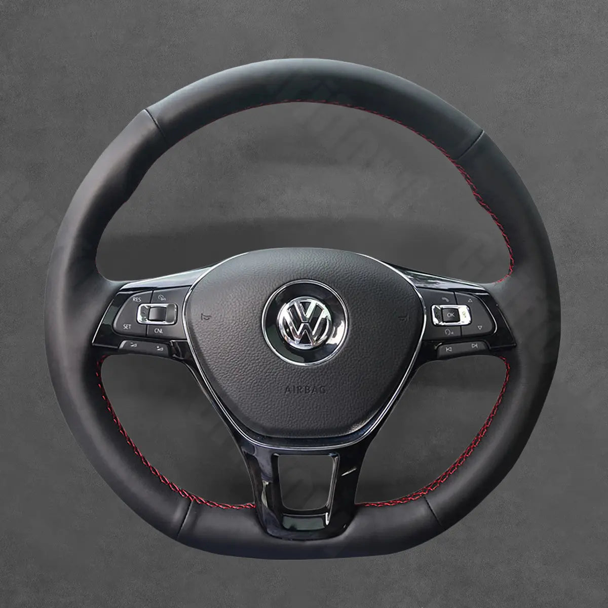 Griffowl Steering Wheel Cover for Bespoke Hatchback Volkswagen VW Golf Mk7 Polo Mk5 Mk6 Up! Touran Sharan Caddy Grand California Crafter 2013-2021. Compact, hand-sewn DIY wrap for quick interior mods and grip upgrade.
