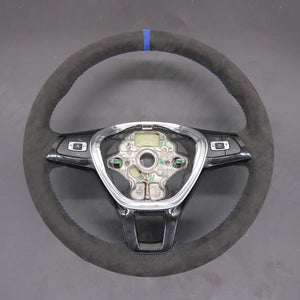 Griffowl Steering Wheel Cover for Bespoke Hatchback Volkswagen VW T6 California Caravelle Kombi Multivan Transporter 2015-2020. Compact, hand-sewn DIY wrap for quick interior mods and grip upgrade.
