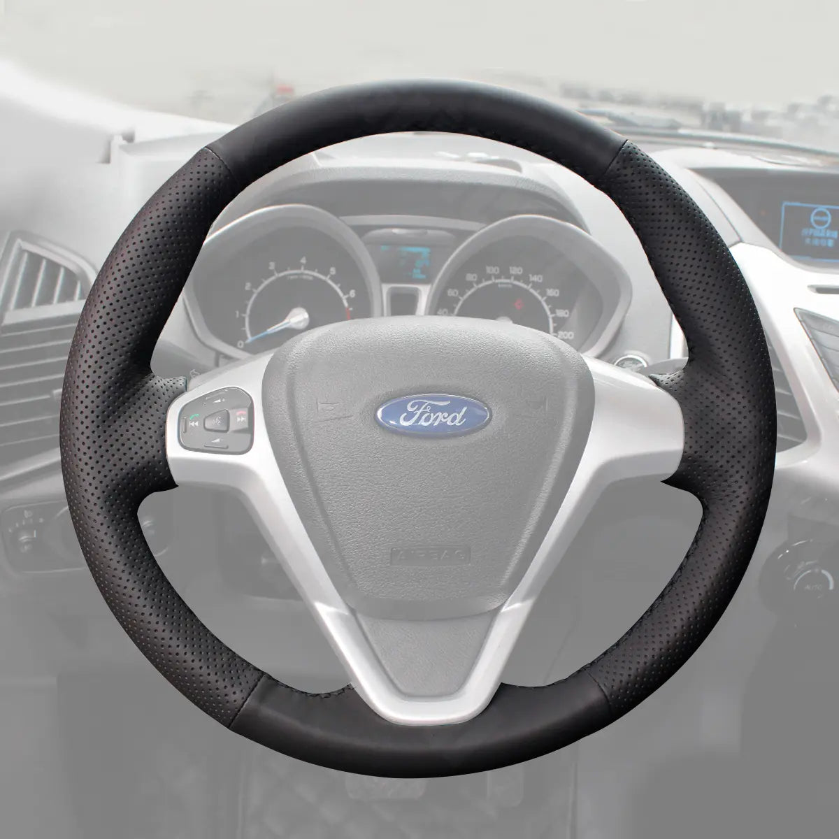 Griffowl Steering Wheel Cover for Bespoke  Ford Fiesta Mk6 Ka Ka+ B-MAX Transit Mk7 Tourneo Courier Fiesta Mk6 2012-2022. Compact, hand-sewn DIY wrap for quick interior mods and grip upgrade.