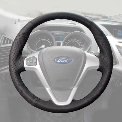 Griffowl Steering Wheel Cover for Bespoke  Ford Fiesta Mk6 Ka Ka+ B-MAX Transit Mk7 Tourneo Courier Fiesta Mk6 2012-2022. Compact, hand-sewn DIY wrap for quick interior mods and grip upgrade.