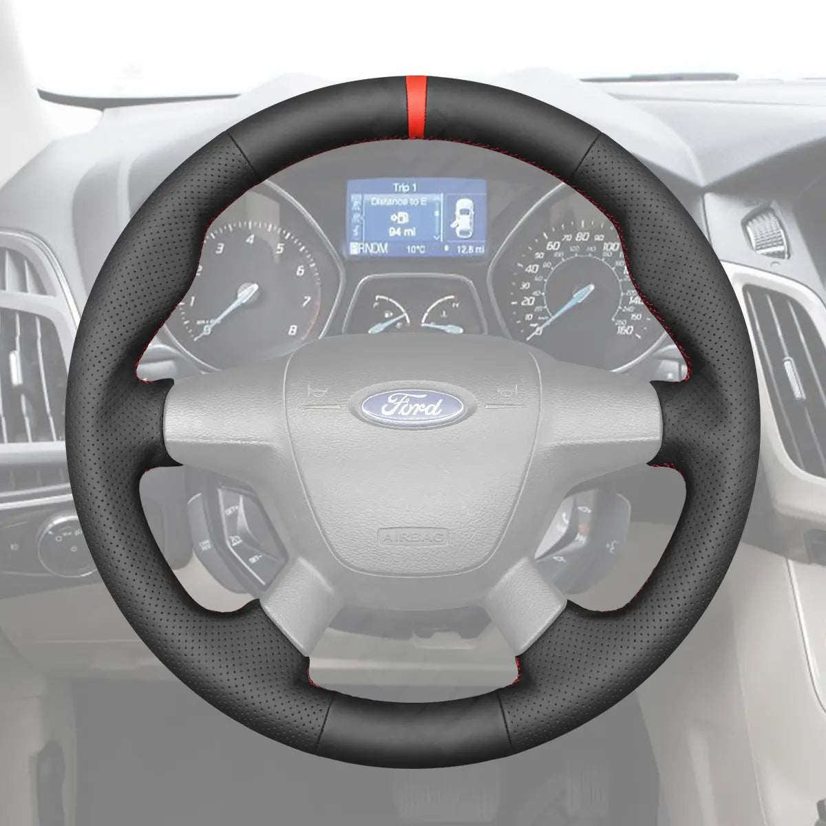 Griffowl Steering Wheel Cover for Bespoke Hatchback Ford Focus Mk3 C MAX Grand C MAX Escape Kuga 2010-2015. Elevate your interior with Griffowl's wrap and stitch kit.