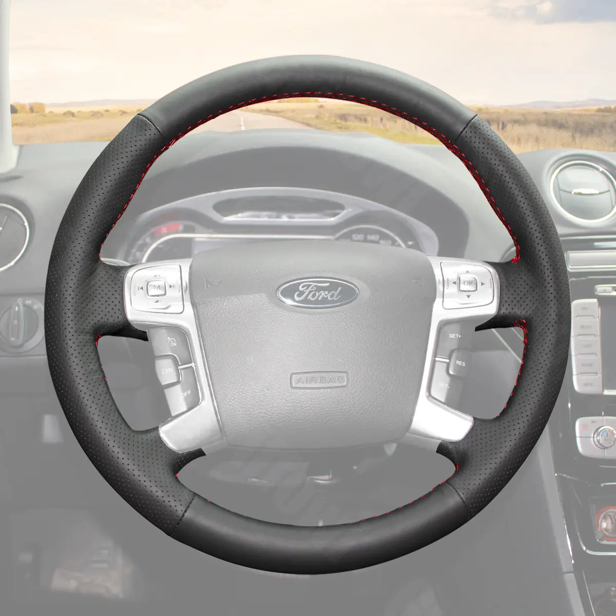 Griffowl Steering Wheel Cover for Bespoke Ford S MAX Galaxy Mondeo Mk4 2006-2015. For refined interior upgrades using our wrap and stitch kit.