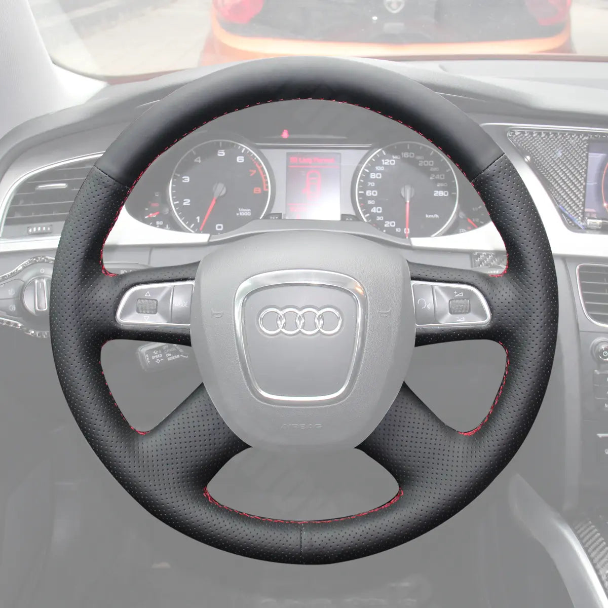 Griffowl Steering Wheel Cover for Crafted Touring Audi A4 B8 A6 C6 2005-2012. Griffowl's interior mod with hand-sewn DIY steering wheel kit.