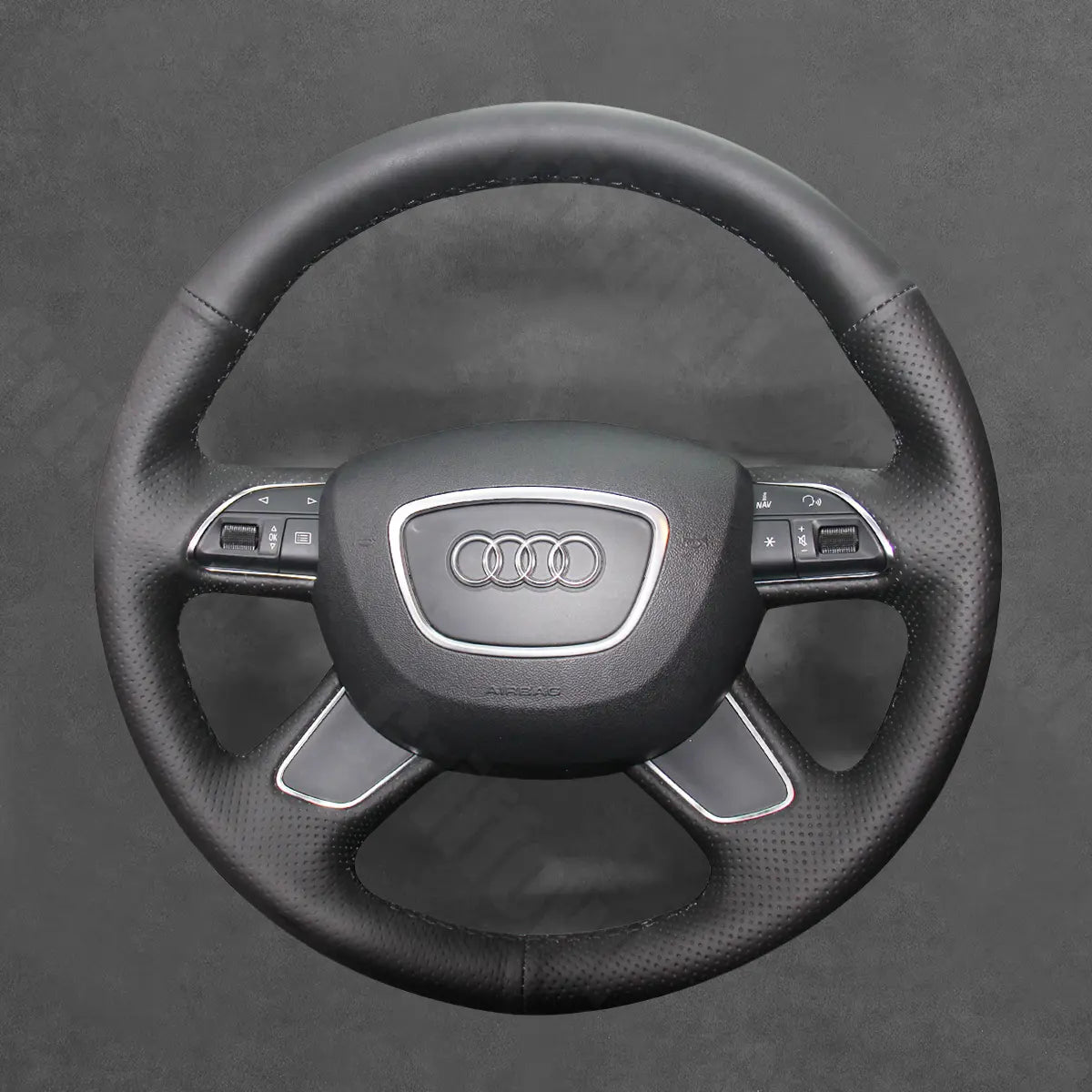 Griffowl Steering Wheel Cover for Crafted Touring Audi A4 B8 A6 C7 2012-2014. Griffowl's interior mod with hand-sewn DIY steering wheel kit.