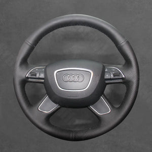 Griffowl Steering Wheel Cover for Crafted Touring Audi A4 B8 A6 C7 2012-2014. Griffowl's interior mod with hand-sewn DIY steering wheel kit.