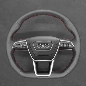 Griffowl Steering Wheel Cover for Crafted Touring Audi A6 Avant Allroad C8 4K 2018-2022. Elevate your interior with Griffowl's wrap and stitch kit.