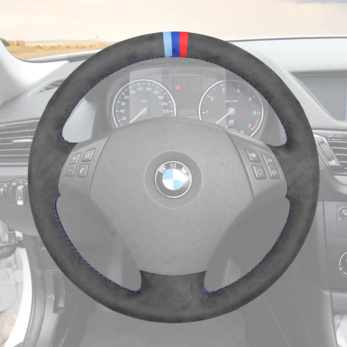 Griffowl Steering Wheel Cover for Crafted Touring BMW 3 Series E91 2005 2006-2011. For refined interior upgrades using our wrap and stitch kit.
