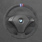 Griffowl Steering Wheel Cover for Crafted Touring BMW 5 Series E61 2004-2009. Griffowl's interior mod with hand-sewn DIY steering wheel kit.
