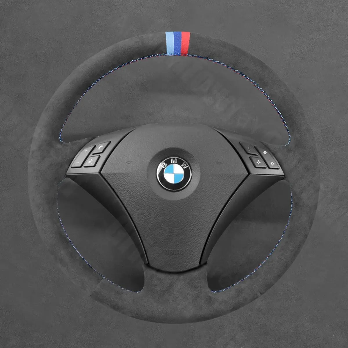 Griffowl Steering Wheel Cover for Crafted Touring BMW 5 Series E61 2004-2009. Griffowl's interior mod with hand-sewn DIY steering wheel kit.