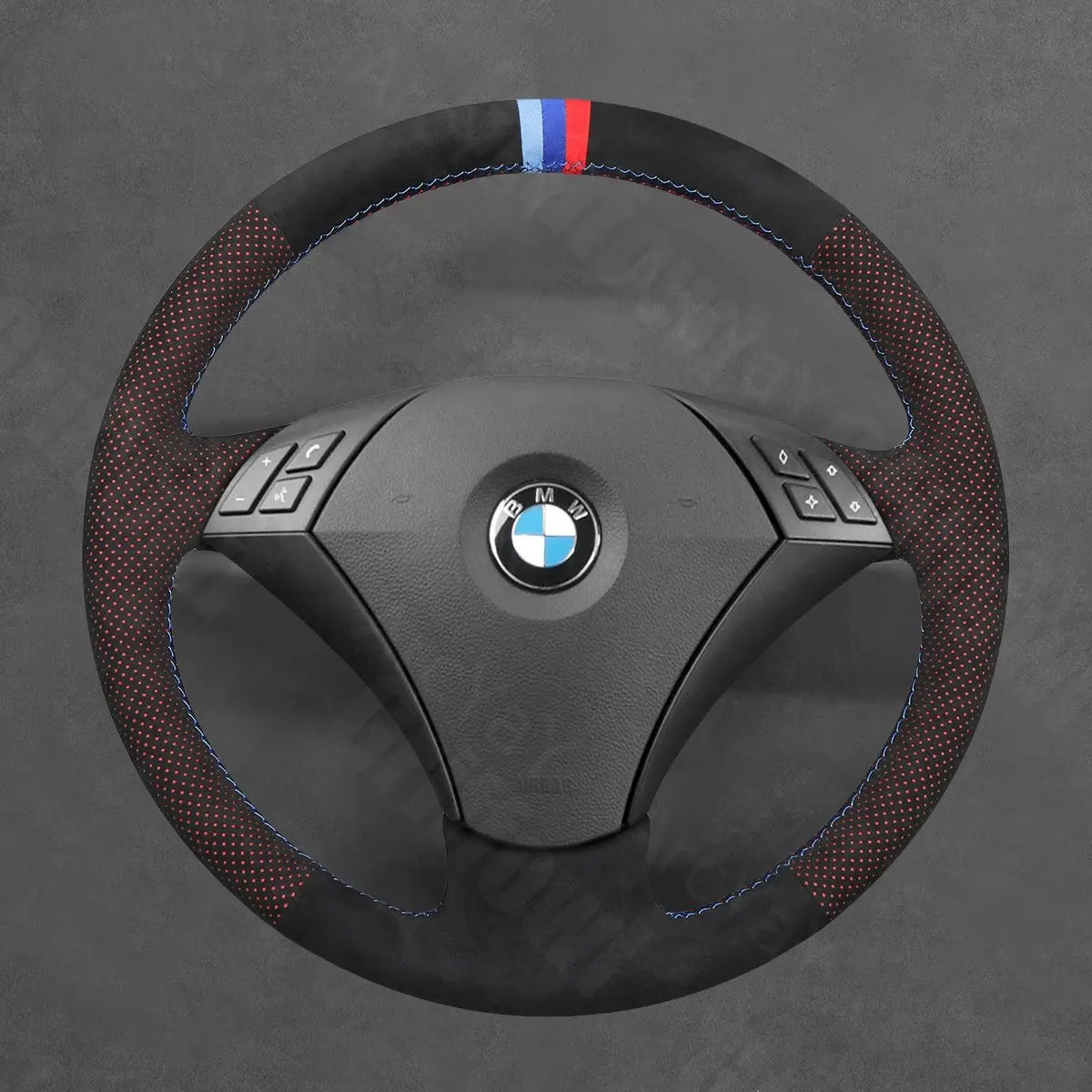 Griffowl Steering Wheel Cover for Crafted Touring BMW 5 Series E61 2004-2009. Griffowl's interior mod with hand-sewn DIY steering wheel kit.
