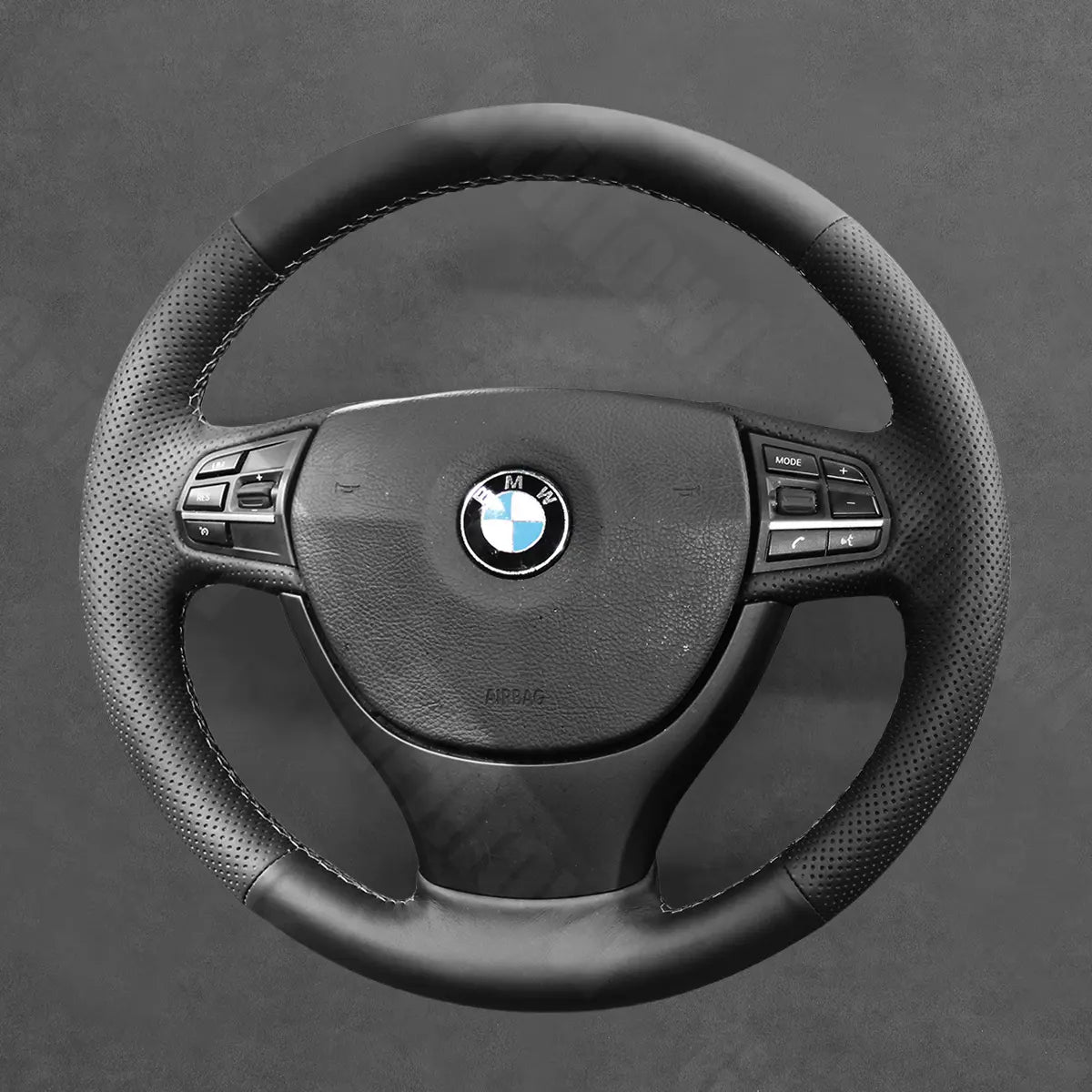 Griffowl Steering Wheel Cover for Crafted Touring BMW 5 Series F11 2010-2017. Griffowl's interior mod with hand-sewn DIY steering wheel kit.
