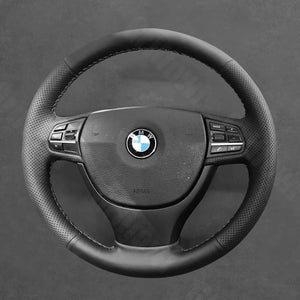 Griffowl Steering Wheel Cover for Crafted Touring BMW 5 Series F11 2010-2017. Griffowl's interior mod with hand-sewn DIY steering wheel kit.
