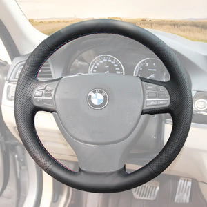 Griffowl Steering Wheel Cover for Crafted Touring BMW 5 Series F11 2010-2017. Griffowl's interior mod with hand-sewn DIY steering wheel kit.
