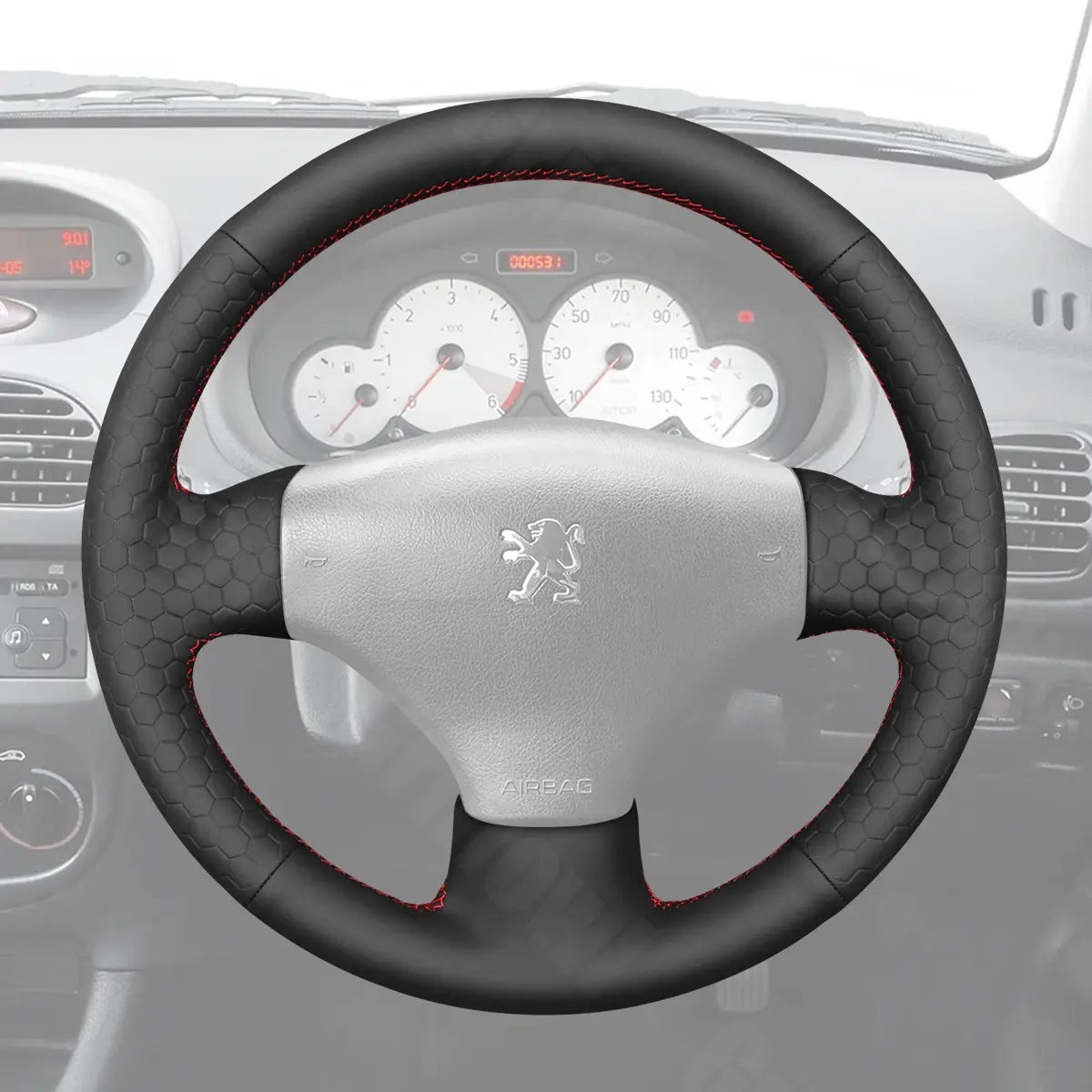 Griffowl Steering Wheel Cover for Crafted Touring Peugeot 206 SW 2001-2009. Perfect grip with our steering wheel wrap and custom interior touch.