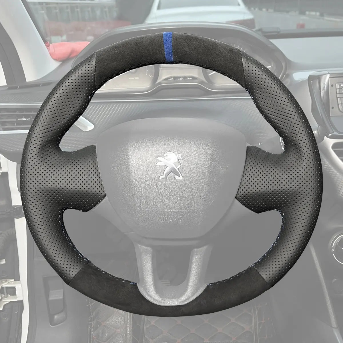 Griffowl Steering Wheel Cover for Crafted Touring Peugeot 308 SW 2014-2017. Perfect grip with our steering wheel wrap and custom interior touch.