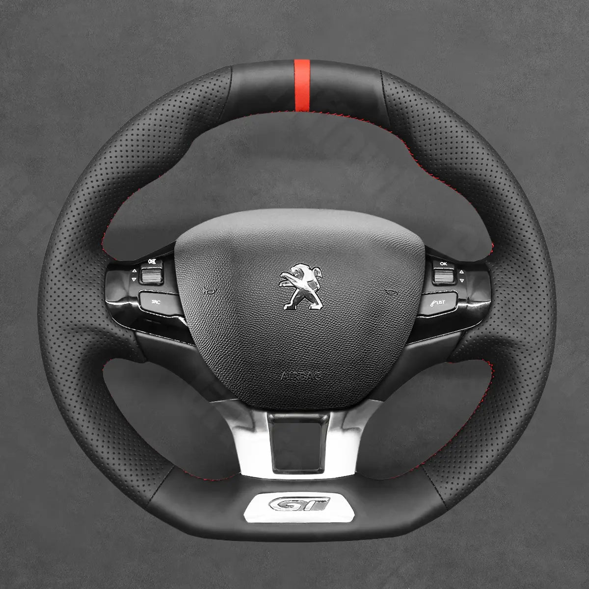 Griffowl Steering Wheel Cover for Crafted Touring Peugeot 308 SW GT GT Line 2015-2025. Elevate your interior with Griffowl's wrap and stitch kit.