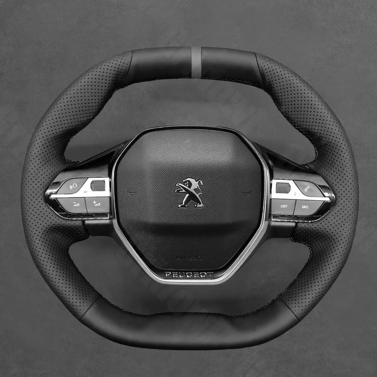Griffowl Steering Wheel Cover for Crafted Touring Peugeot 508 SW 2019-2022. Perfect grip with our steering wheel wrap and custom interior touch.