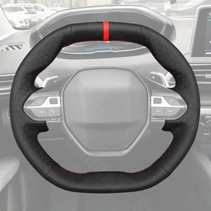 Griffowl Steering Wheel Cover for Crafted Touring Peugeot 508 SW 2019-2022. Perfect grip with our steering wheel wrap and custom interior touch.