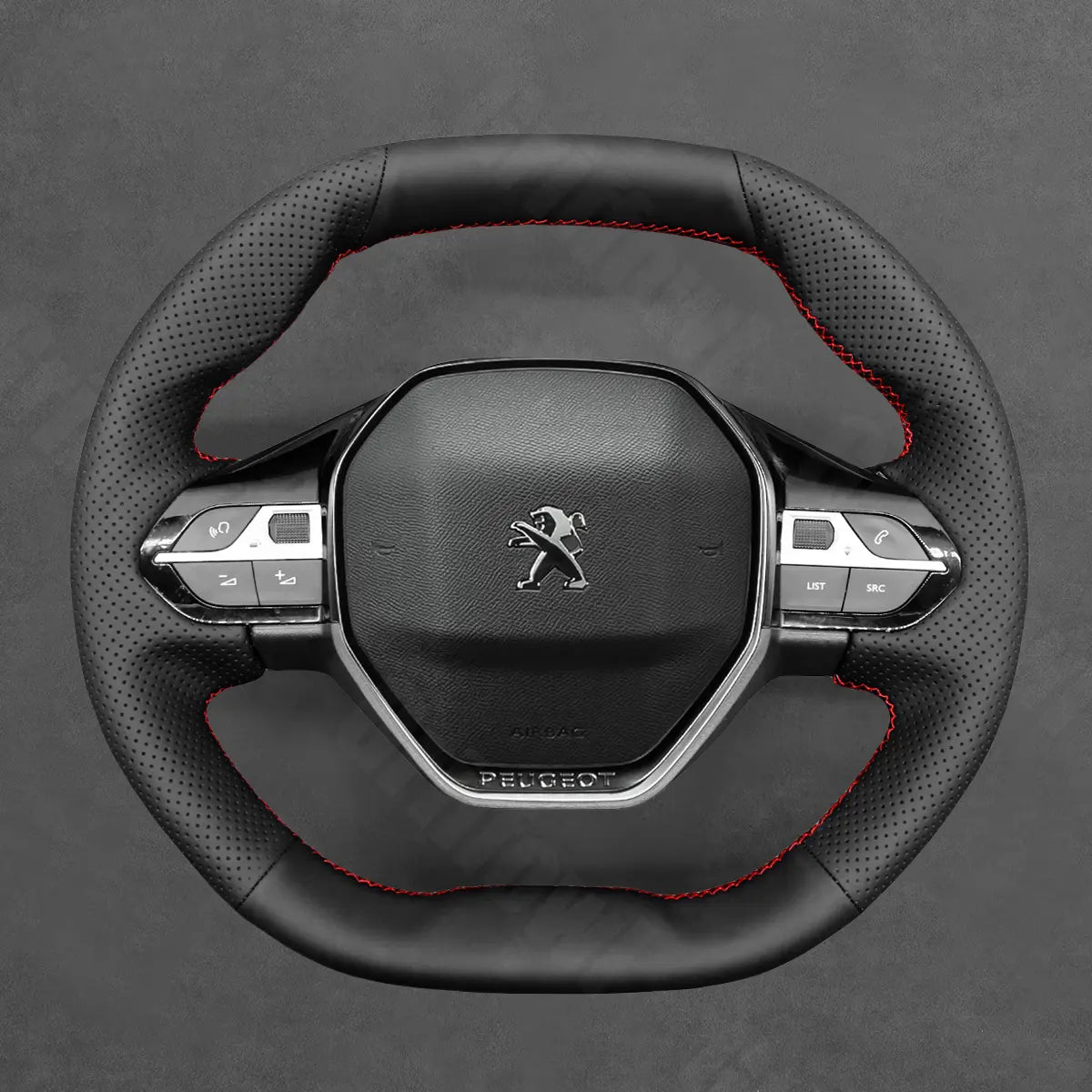 Griffowl Steering Wheel Cover for Crafted Touring Peugeot 508 SW 2019-2022. Perfect grip with our steering wheel wrap and custom interior touch.