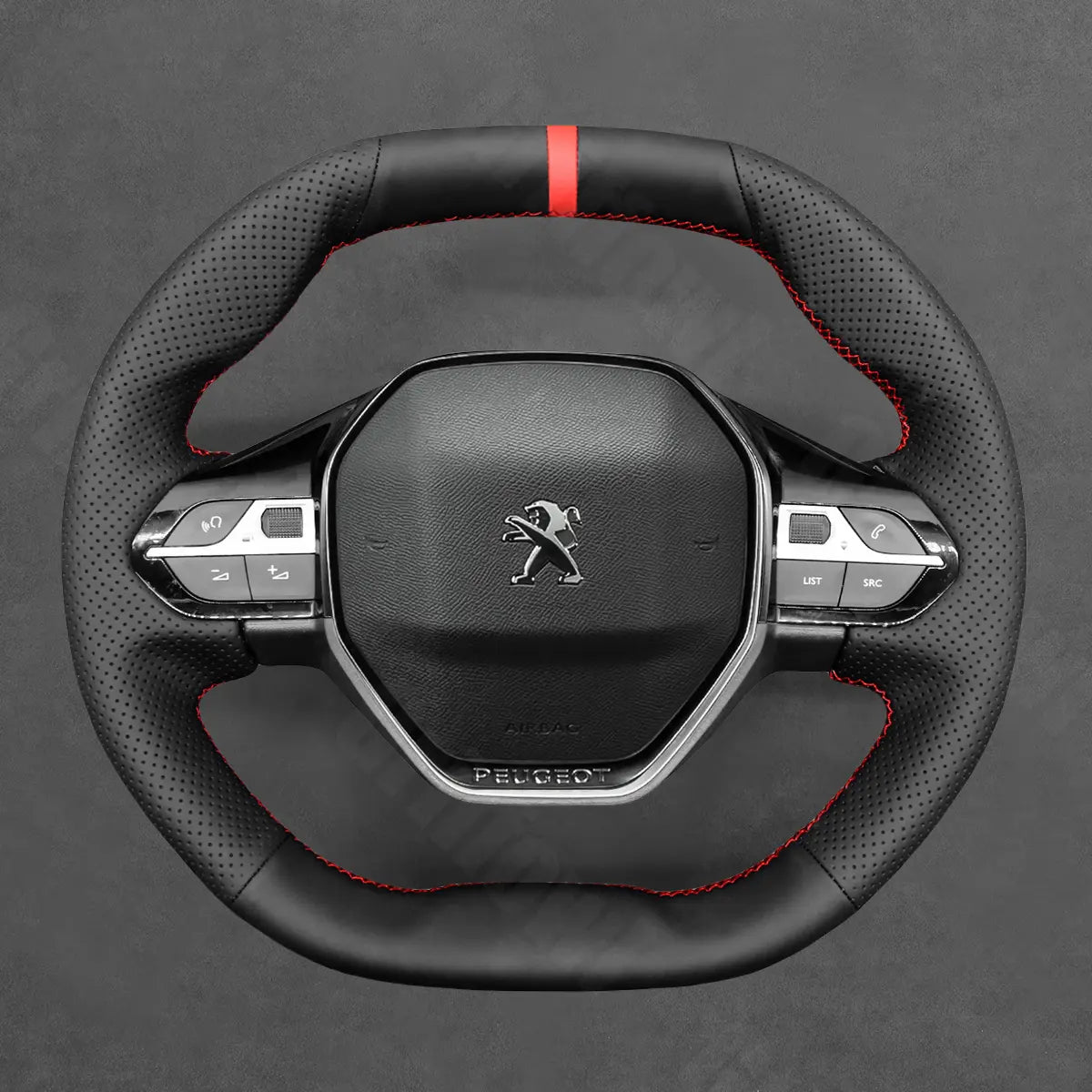 Griffowl Steering Wheel Cover for Crafted Touring Peugeot 508 SW 2019-2022. Perfect grip with our steering wheel wrap and custom interior touch.