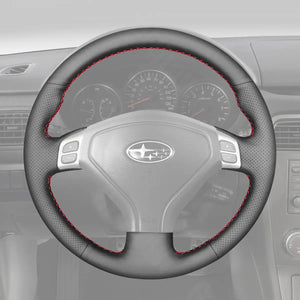 Griffowl Steering Wheel Cover for Crafted Touring Subaru Outback Mutifunction button 2005-2007. Elevate your interior with Griffowl's wrap and stitch kit.
