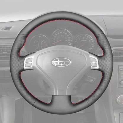 Griffowl Steering Wheel Cover for Crafted Touring Subaru Outback Mutifunction button 2005-2007. Elevate your interior with Griffowl's wrap and stitch kit.
