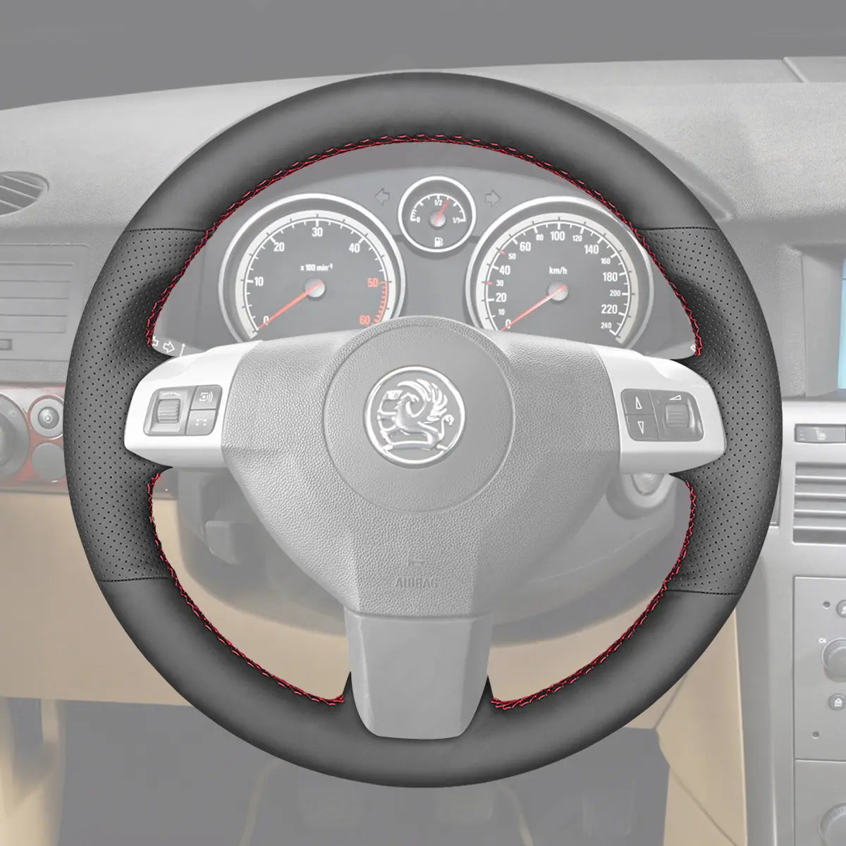 Griffowl Steering Wheel Cover for Crafted Touring Vauxhall Vectra C 2002-2009. Griffowl's interior mod with hand-sewn DIY steering wheel kit.
