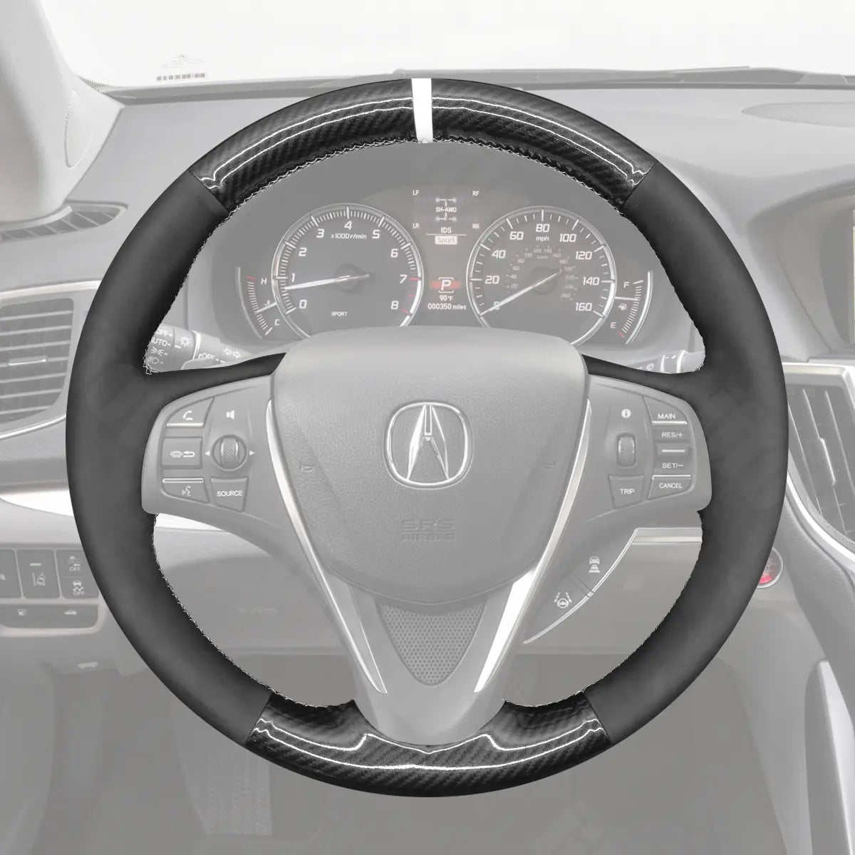 Griffowl Steering Wheel Cover for Customized Sedan Acura TLX 2015-2020. Perfect grip with our steering wheel wrap and custom interior touch.
