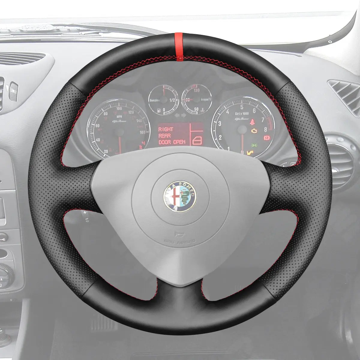 Griffowl Steering Wheel Cover for Customized Sedan Alfa Romeo 156 2003-2005. Perfect grip with our steering wheel wrap and custom interior touch.