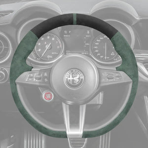 Griffowl Steering Wheel Cover for Customized Sedan Alfa Romeo Giulia Quadrifoglio 2017-2019. Elevate your interior with Griffowl's wrap and stitch kit.