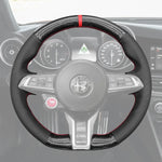 Griffowl Steering Wheel Cover for Customized Sedan Alfa Romeo Giulia Quadrifoglio 2020-2022. Elevate your interior with Griffowl's wrap and stitch kit.