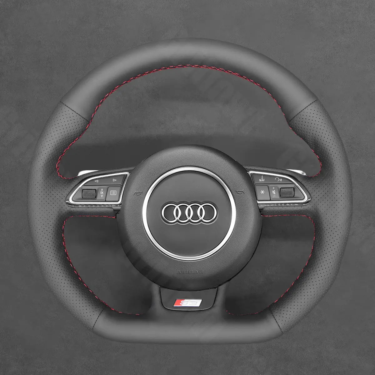 Griffowl Steering Wheel Cover for Customized Sedan Audi A5 A7 RS5 RS7 S3 S4 S5 S6 S7 2012-2018. Elevate your interior with Griffowl's wrap and stitch kit.
