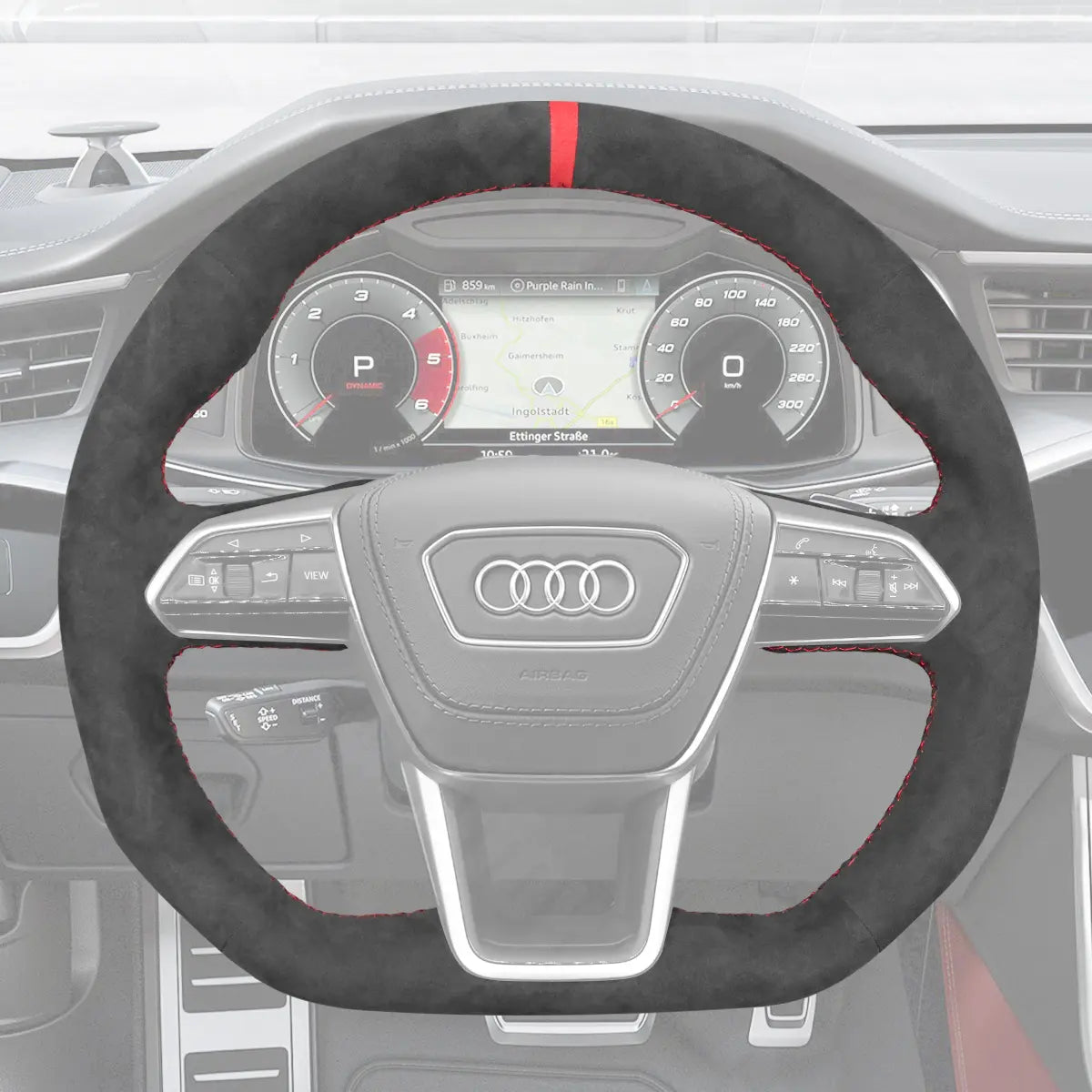 Griffowl Steering Wheel Cover for Customized Sedan Audi A6 A7 S6 S7 RS6 RS7 RS E-tron GT 2018-2024. Hand-sewn DIY kit blends grip, function, and style inside.