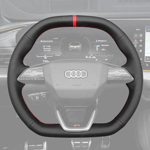 Griffowl Steering Wheel Cover for Crafted Touring Audi A6 e-tron 2025. Compact, hand-sewn DIY wrap for quick interior mods and grip upgrade.