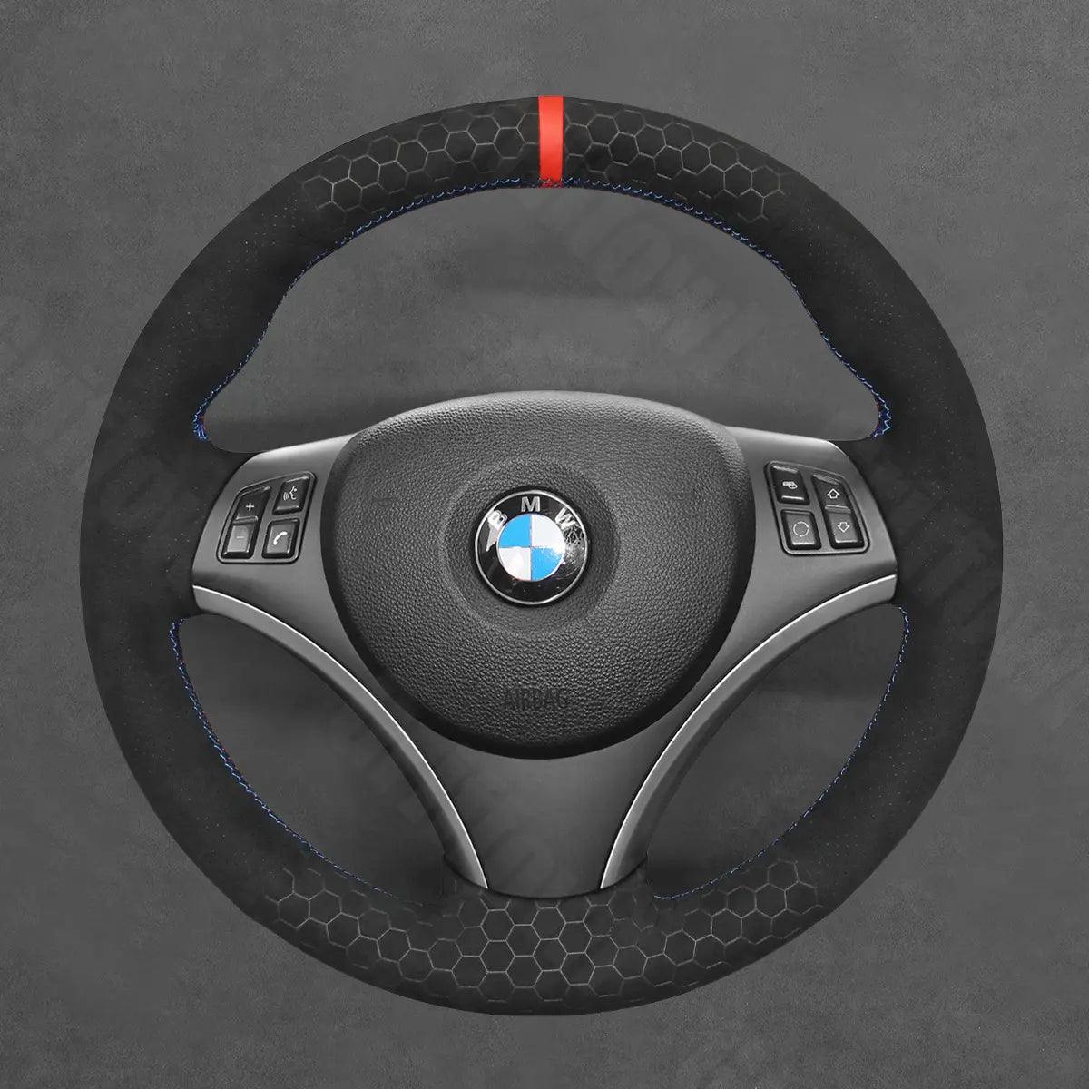 Griffowl Steering Wheel Cover for Customized Sedan BMW 3 Series E90 M3 2005-2013. For refined interior upgrades using our wrap and stitch kit.