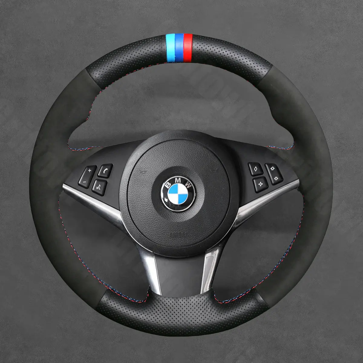 Griffowl Steering Wheel Cover for Customized Sedan BMW 5 Series E60 M5 2003-2010. For refined interior upgrades using our wrap and stitch kit.