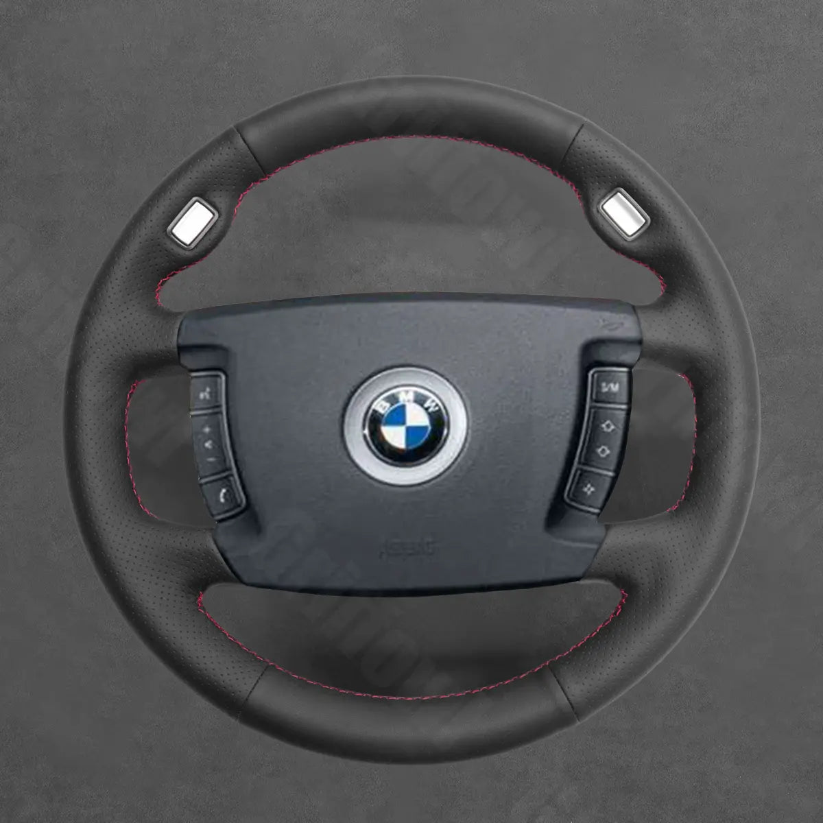 Griffowl Steering Wheel Cover for Customized Sedan BMW 7 Series E65 E66 2001-2008. For refined interior upgrades using our wrap and stitch kit.