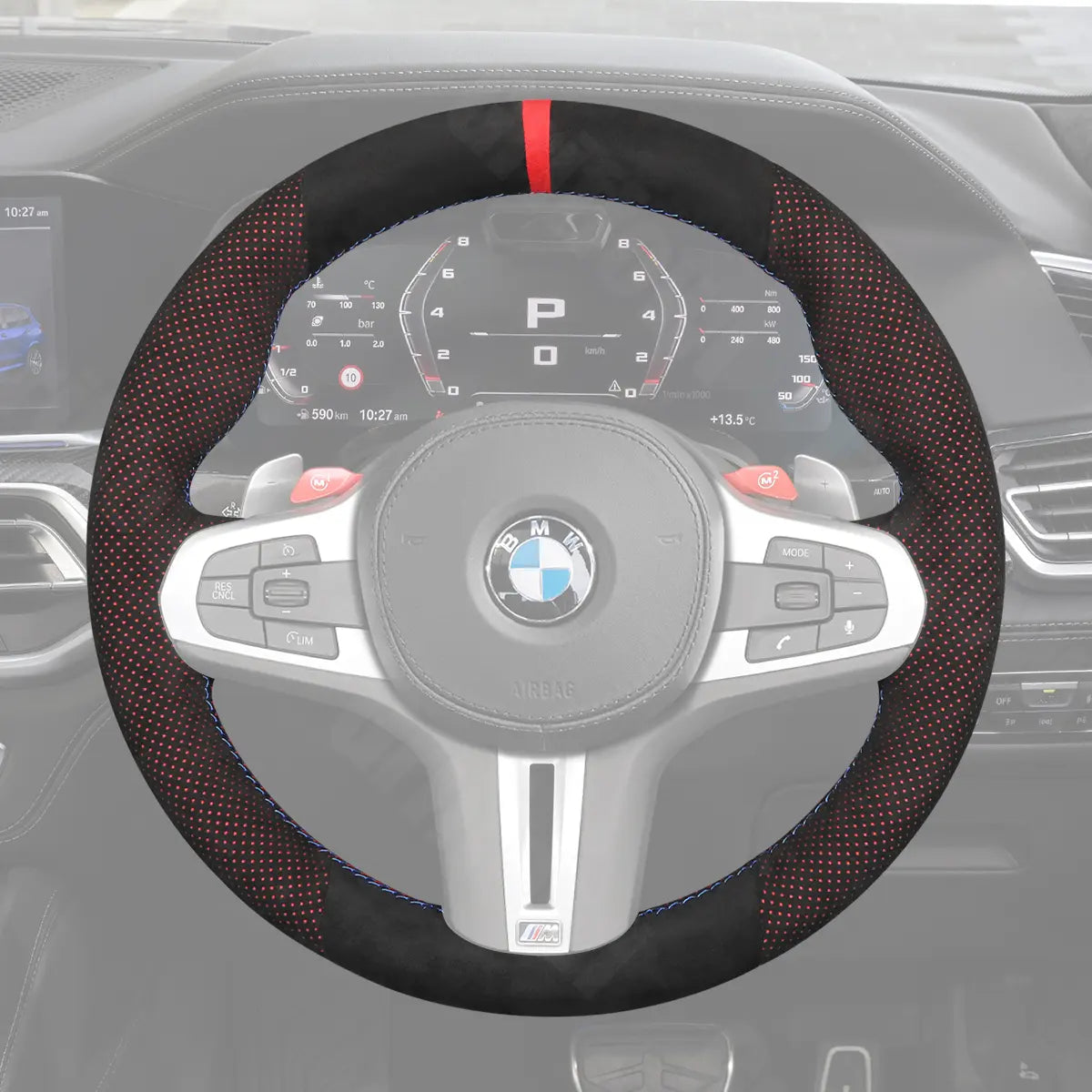 Griffowl Steering Wheel Cover for Customized Sedan BMW M3 G80 2021-2024. Perfect grip with our steering wheel wrap and custom interior touch.