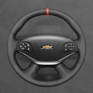 Griffowl Steering Wheel Cover for Customized Sedan Chevrolet Impala 2014-2020. Griffowl's interior mod with hand-sewn DIY steering wheel kit.
