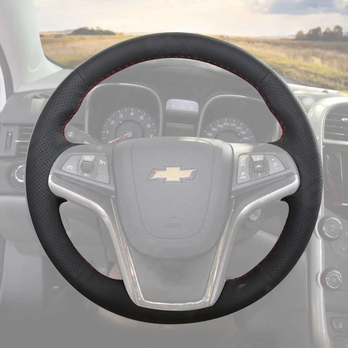 Griffowl Steering Wheel Cover for Bespoke Hatchback Chevrolet Chevy Volt 2012-2013. Hand-sewn kit for drivers seeking precision and comfort.
