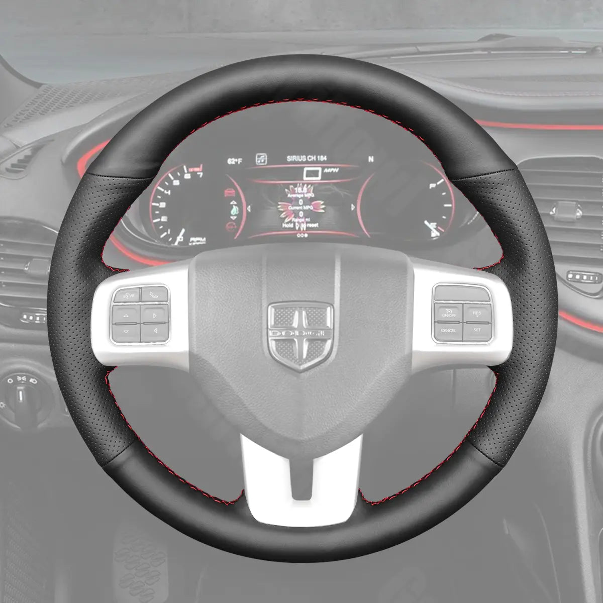 Griffowl Steering Wheel Cover for Customized Sedan Dodge Dart 2013-2016. Perfect grip with our steering wheel wrap and custom interior touch.
