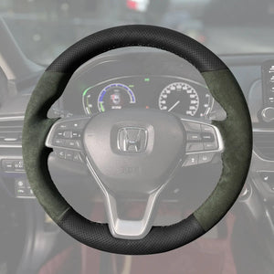 Griffowl Steering Wheel Cover for Customized Sedan Honda Accord 10 2018-2021. Griffowl's interior mod with hand-sewn DIY steering wheel kit.