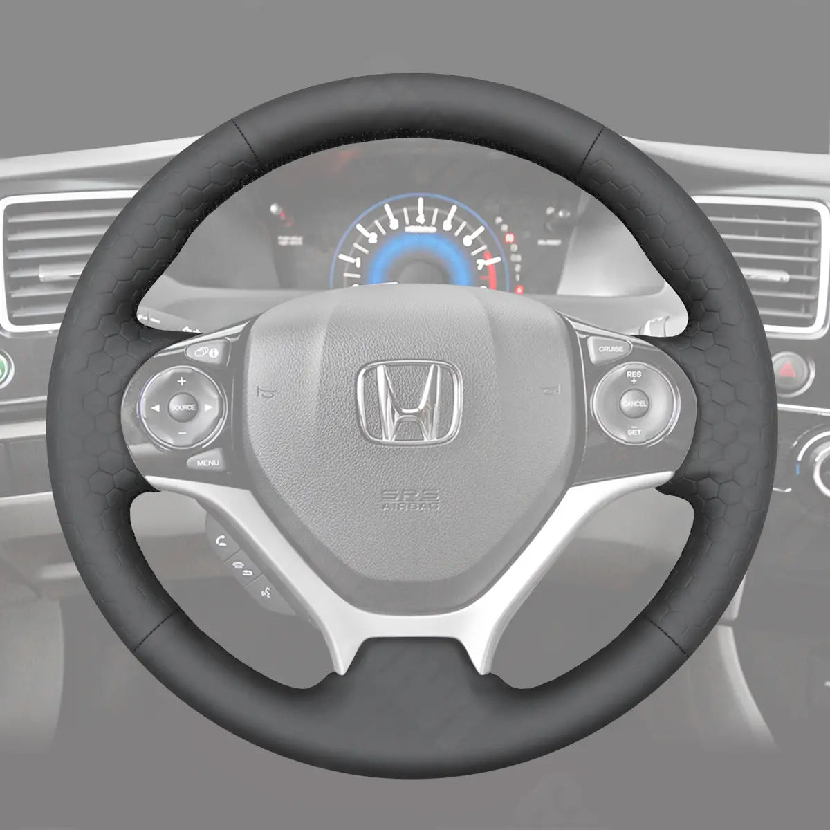 Griffowl Steering Wheel Cover for Customized Sedan Honda Civic 9 2012-2015. Perfect grip with our steering wheel wrap and custom interior touch.