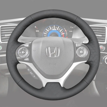 Griffowl Steering Wheel Cover for Customized Sedan Honda Civic 9 2012-2015. Perfect grip with our steering wheel wrap and custom interior touch.