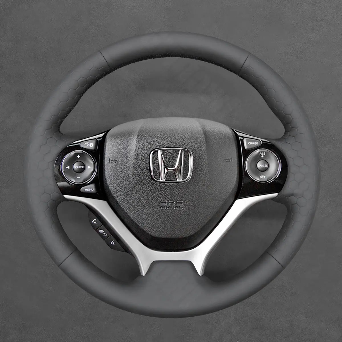 Griffowl Steering Wheel Cover for Customized Sedan Honda Civic 9 2012-2015. Perfect grip with our steering wheel wrap and custom interior touch.