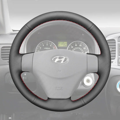 Griffowl Steering Wheel Cover for Customized Sedan Hyundai Accent 2006-2011. Perfect grip with our steering wheel wrap and custom interior touch.
